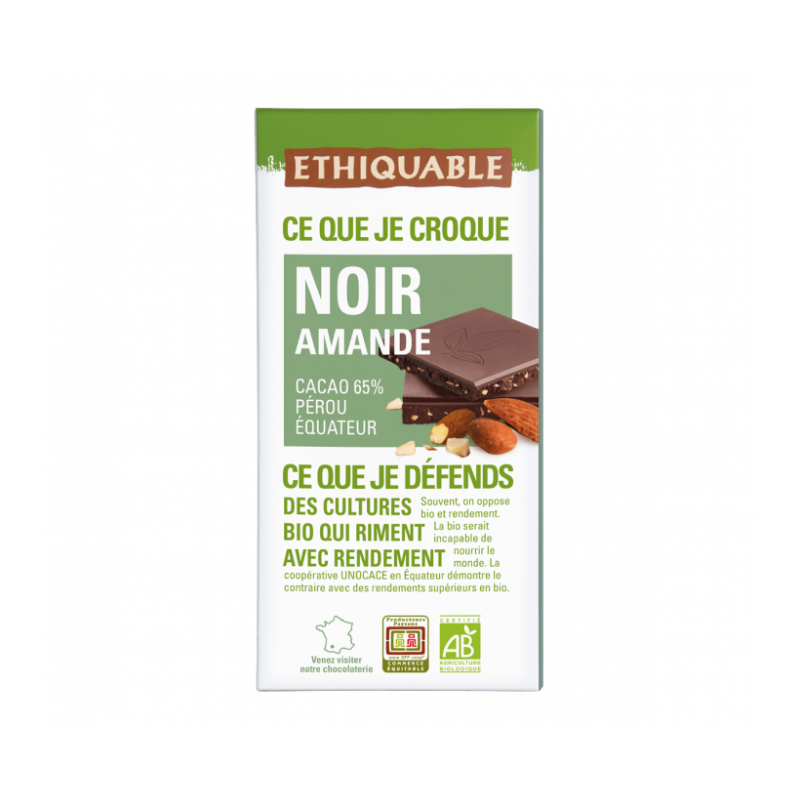 Chocolat noir amandes 65% (Ethiquable) 100g