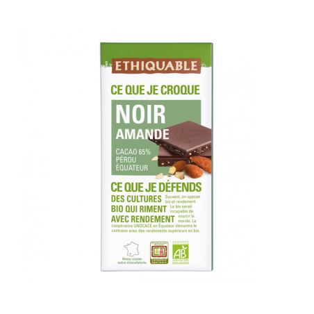 Chocolat noir amandes 65% (Ethiquable) 100g