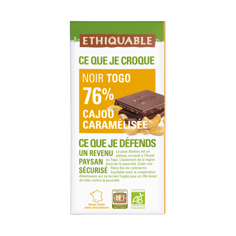 Chocolat cajou-caramelisé (Ethiquable) 100g