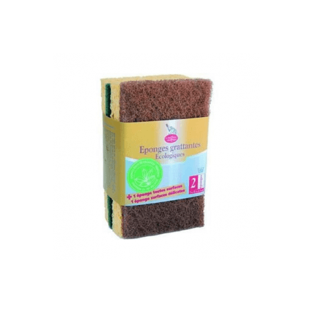Eponges grattantes verte marron (ECODIS) x2