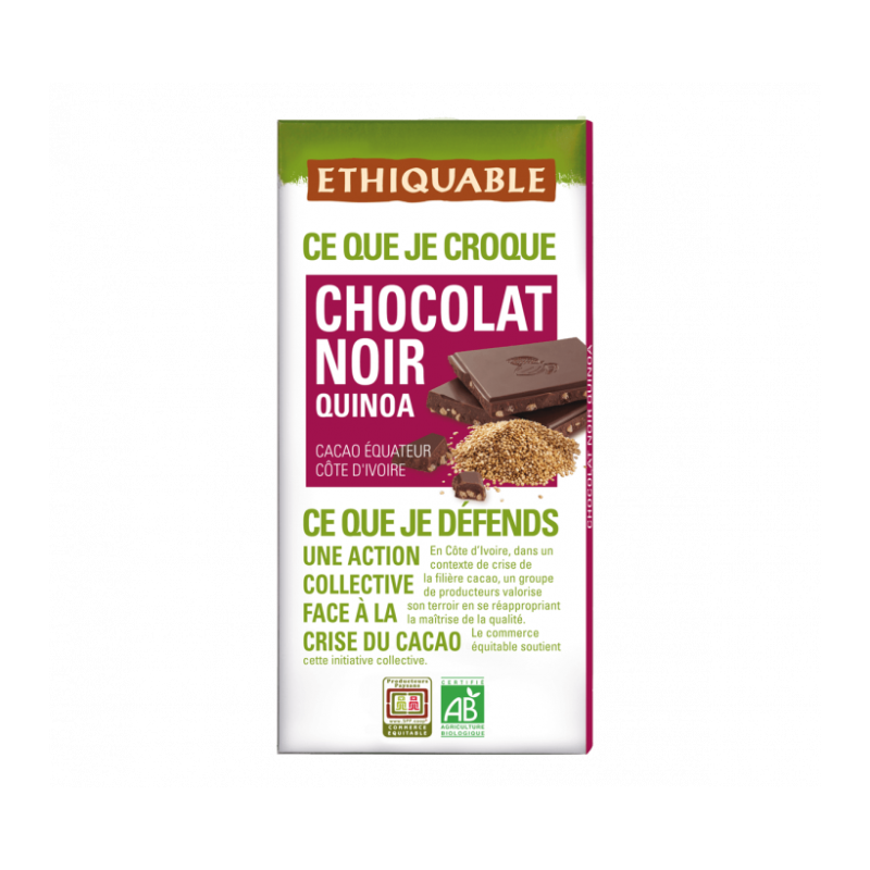 Chocolat noir quinoa (Ethiquable) 100g