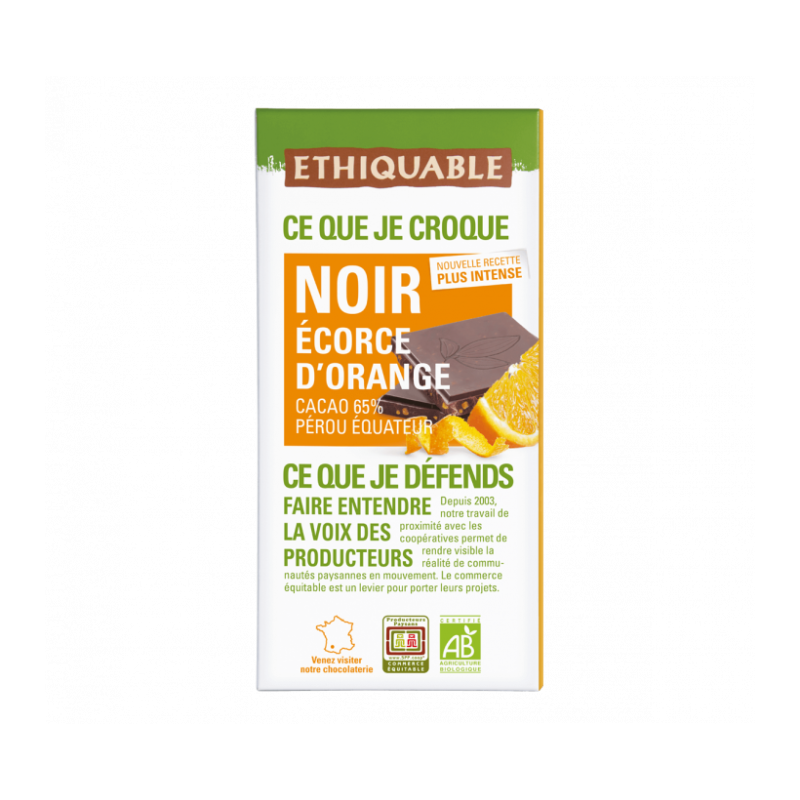Chocolat noir orange 65% (Ethiquable) 100g