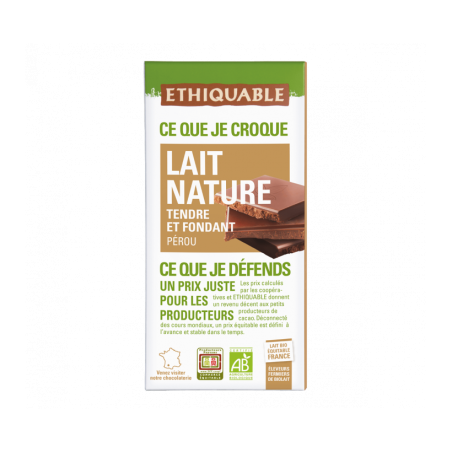 Chocolat lait tendre Pérou (Ethiquable) 100g