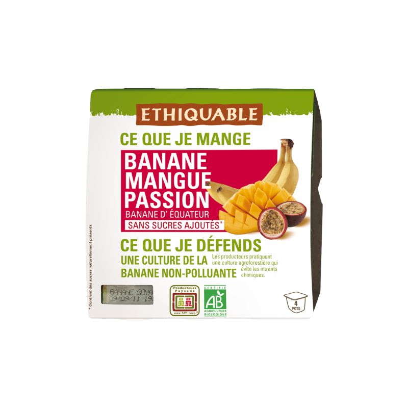 Purée bana-mangue-passion (Ethiquable) 4x100g