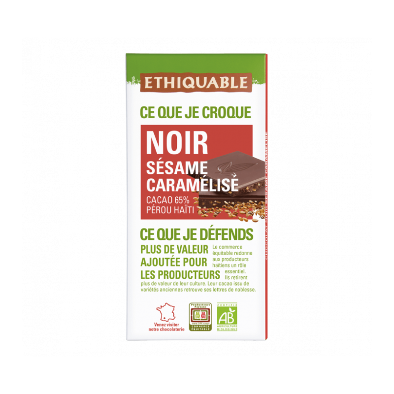 Chocolat noir sésame/caram (Ethiquable) 100g