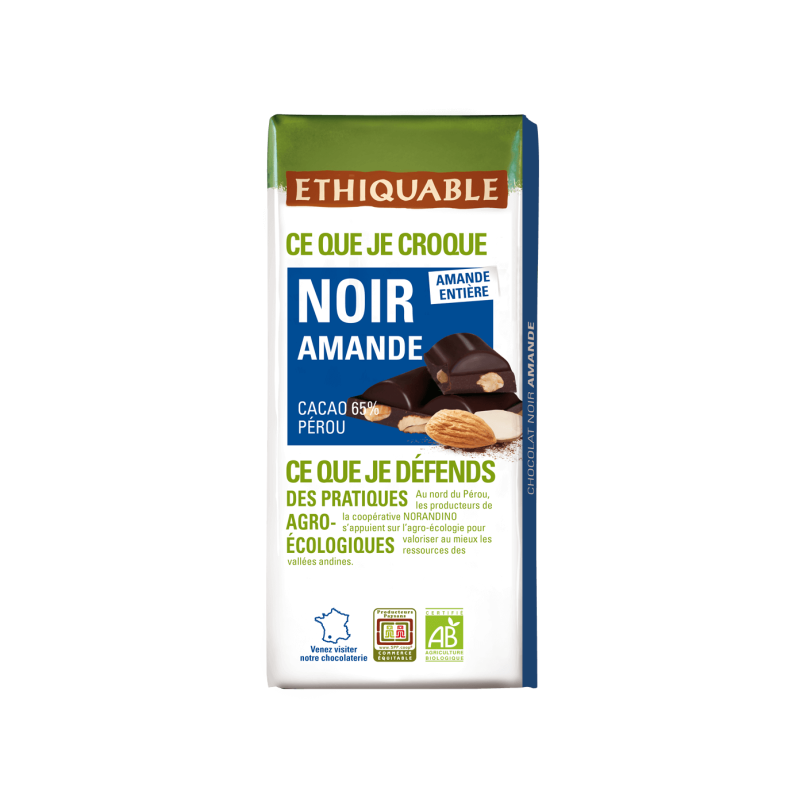 Chocolat noir amandes enti (Ethiquable) 180g