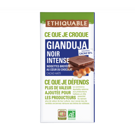 Chocolat noir gianduja 55% (Ethiquable) 100g