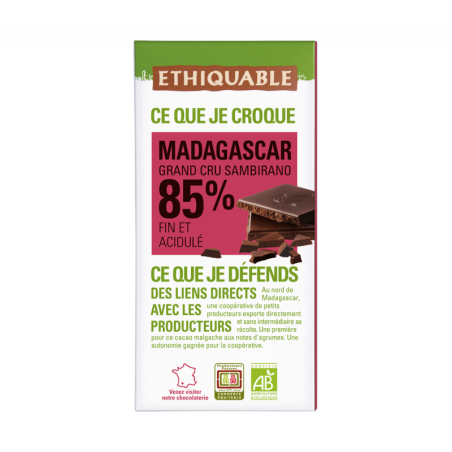 Chocolat noir 85% Madagas (Ethiquable) 100g