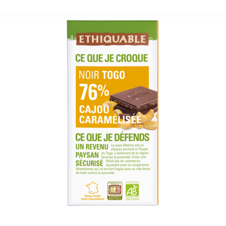Chocolat cajou-caramelisé (Ethiquable) 100g