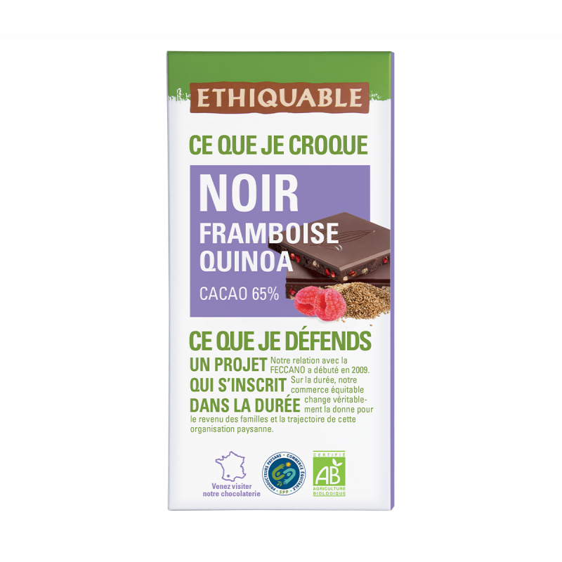 Chocolat noir quino-framboi (Ethiquable) 100g