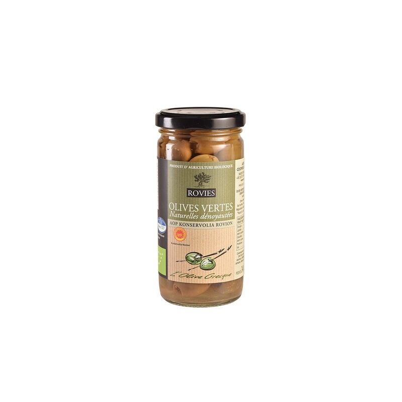 Olives vertes dénoyautés bio (SCEPI) 350g