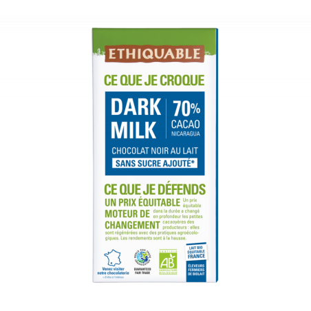 Chocolat lait 70% (Ethiquable) 100g