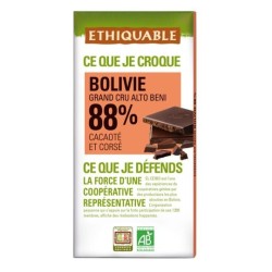 Chocolat noir 88% Bolivie (Ethiquable) 100g